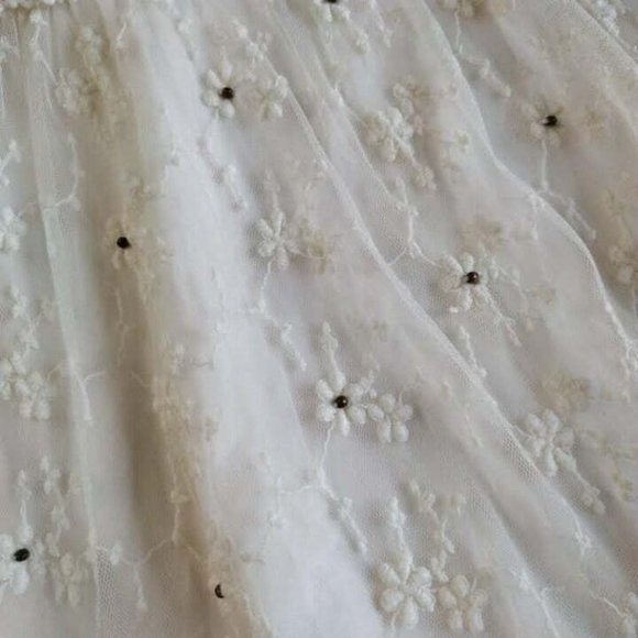 Zara Kids Cream Ivory Lace Dress 11 to 12 Beaded Drop Waist Easter Wedding - Picture 8 of 11